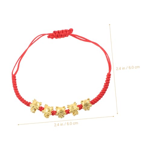 VERDANVERSE Rotes Drachen-armband Damen Geflochtenes Glücksarmband Robust Modisch Alltagsschmuck Geschenk zum Neujahr Symbolischer Fünf-faltiger Schutz von VERDANVERSE