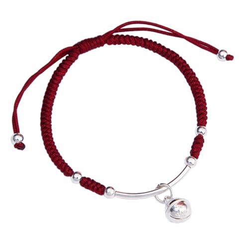 VERDANVERSE Rotes Geflochtenes Armband mit Glockenanhänger Vintage Stil Verstellbares Handgelenksseil Minimalistisches Design Geschenkidee für Damen und Herren Passend zu Alltag und von VERDANVERSE