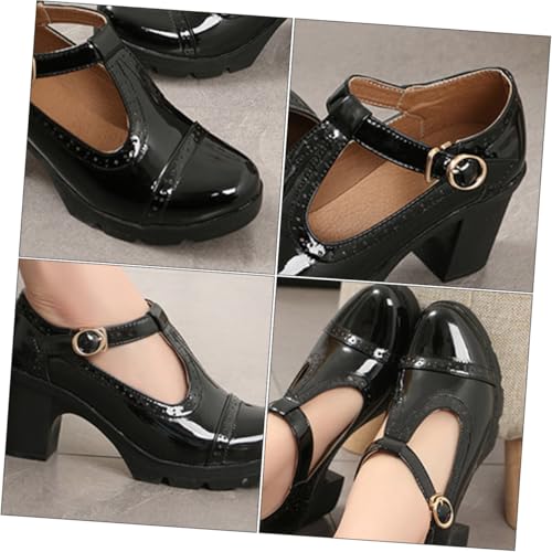 VERDANVERSE Runde Damen High Heels mit Blockabsatz Komfortable Mikrofasermaterialien rutschfest Atmungsaktiv Stilvolle Pumps für Sommer und Alltag Schwarz von VERDANVERSE