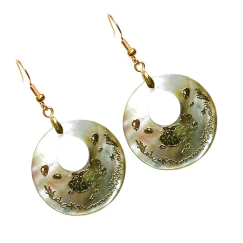 VERDANVERSE Runde Hohl Abalone Muschel Ohrringe Dangler für Damen Natürliche Muschelmaterialien Modisches Design Leicht zu Tragen Eleganter Schmuck für Frauen und Mädchen Bunte Auswahl von VERDANVERSE