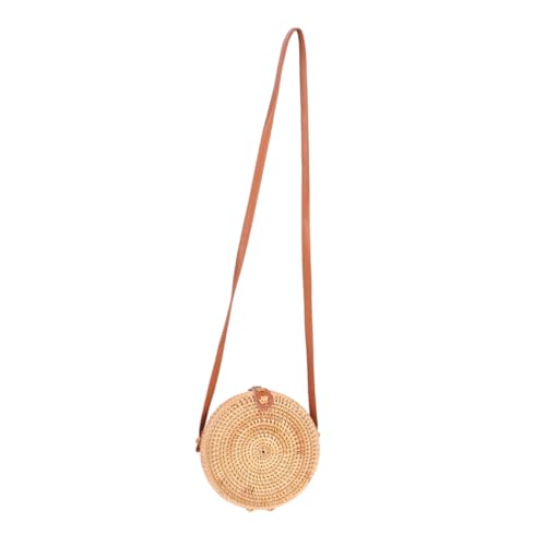 VERDANVERSE Runder Rattan Schultertasche Damen Handgefertigt Mini Umhängetasche Leicht Casual Strand Tasche Für Alltag Reise Party von VERDANVERSE