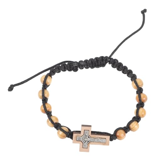 VERDANVERSE Rustikales Gebetsperlen Armband für Herren und Damen Verstellbares Geflochtenes Armband mit Kreuzanhänger Symbolisiert und Spiritualität von VERDANVERSE