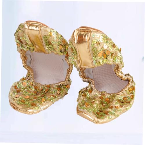 VERDANVERSE Rutsch Pailletten Tanzschuhe Damen Gold Rundsohle Latein Tanz Zubehör Flexibel Strapazierfähig für Ballett Bauchtanz Yoga von VERDANVERSE