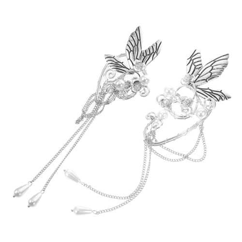 VERDANVERSE Schmetterlings Ohrklemmen mit Langen Silbernen Quasten für Damen und Jugendliche Ohrmanschetten Piercing Elfenohrringe für Vielseitige Styles und Besondere Anlässe von VERDANVERSE