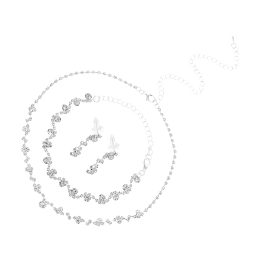 VERDANVERSE Schmuckset Damen Silber mit Funkelnden Strasssteinen Halskette Ohrringe und Armband Eleganter Brautschmuck für Hochzeit Brautjungfern und Festliche Anlässe von VERDANVERSE