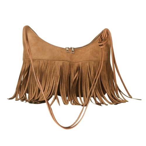 VERDANVERSE Schultertasche Damen Lässige Einseitige Umhängetasche Tragbare Handtasche mit Quasten Retro Stil Bequemer Verschleiß Vielseitig für Alltag Reisen Shopping Geeignet von VERDANVERSE