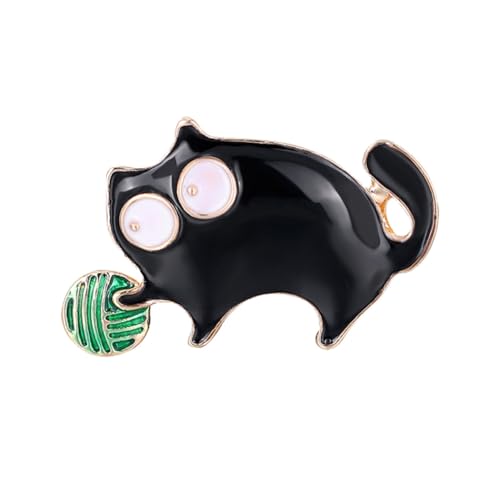 VERDANVERSE Schwarze Cartoon Katzenbrosche Tier Anstecknadel Modischer Kleidungsschmuck für Party Alltag und von VERDANVERSE