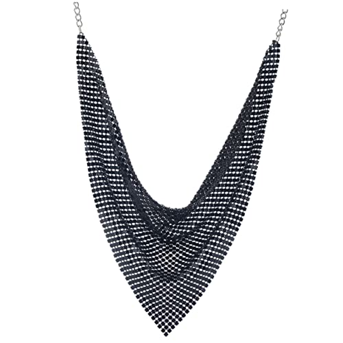VERDANVERSE Schwarze Pailletten Quasten Halskette für Damen Modisches Nackenzubehör Langlebigem Material für Hochzeiten Valentinstag und Besondere Anlässe von VERDANVERSE