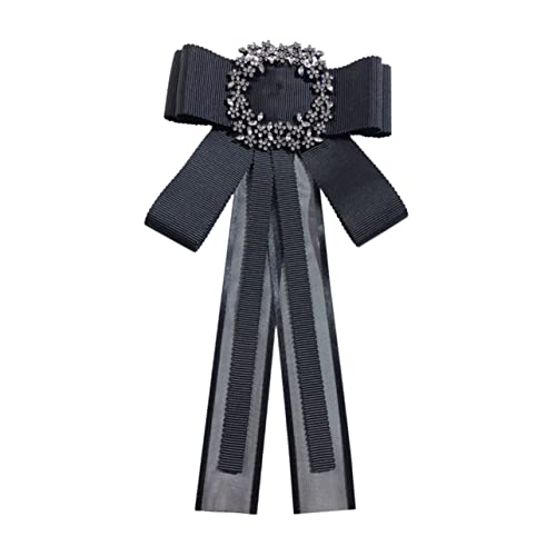 VERDANVERSE Schwarze Vorgebundene Brosche Fliege Doppellagige Schleifenbrosche Festlicher Schmuck für Damen Uniform Geeignet für Hochzeiten Partys mit Sicherem Clipverschluss von VERDANVERSE