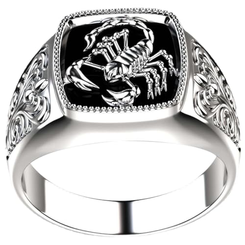 VERDANVERSE Scorpion Herren Punk Legierung Schwerer Metallring Stilvoll Gravur Schmuck Geschenk Für Geburtstag Valentinstag Jubiläum von VERDANVERSE