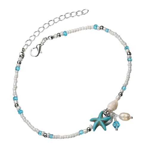 VERDANVERSE Shell und Fußkette Verstellbares Perlen Anklet mit Muscheln Eleganter Strand Schmuck für Damen und Mädchen Handgefertigte Beach Fußkette für Sommer Partys von VERDANVERSE