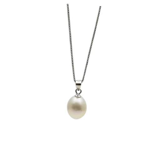 VERDANVERSE Silber Halskette Damen mit Natürlichem Süßwasser perlenanhänger Stilvolle Tropfenform Clavicle Chain Schlichtes Design für Stilvolle Frauen Modischer Halsschmuck für Alltag und von VERDANVERSE