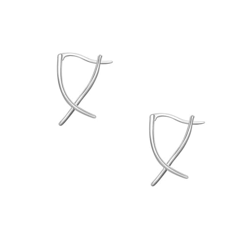 VERDANVERSE Silber Ohrhänger Damen Langlebige Kreuz design Ohrringe Modische Streifen form Geeignet für Geburtstag Hochzeit Party Geschenk für Frauen und Mädchen von VERDANVERSE