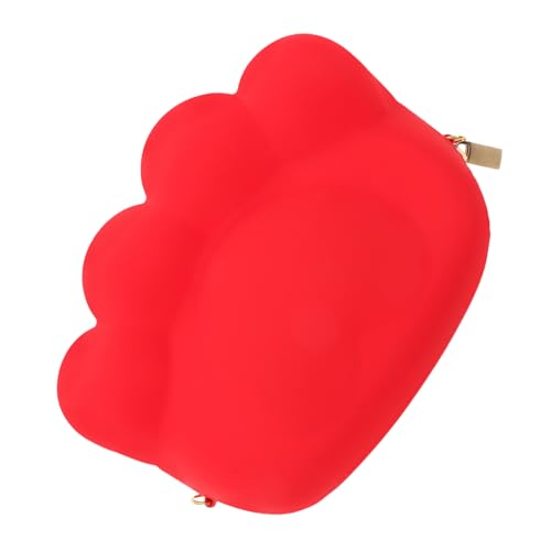 VERDANVERSE Silikon Geldbörse Katzenpfote Süße Münzgeldbörse Kleine Handtasche Vielseitig Tragbar Schultertasche Münzfach Damen Portemonnaie Rot von VERDANVERSE