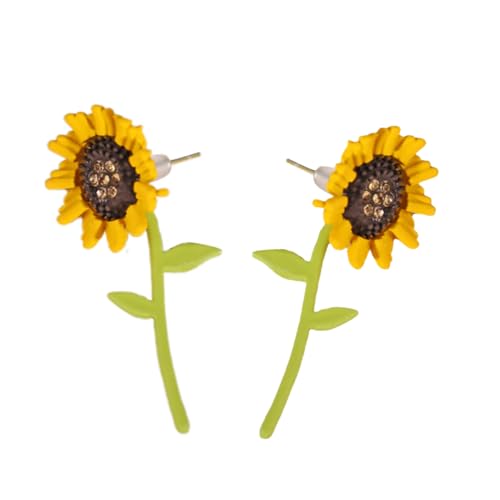 VERDANVERSE Sonnenblumen Ohrstecker Damen Boho Ohrringe Stecker Blumen Schmuck für Alltag Party Modisch Vielseitig Kombinierbar Auffälliges Design von VERDANVERSE