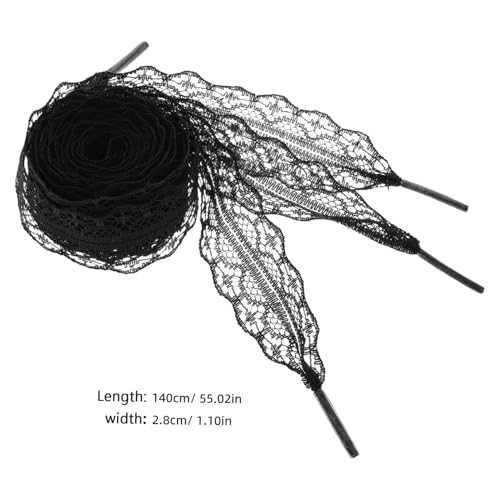 VERDANVERSE Spitzen schnürsenkel Schwarz Flache Schnürbänder für Damen Vielseitig Passend für Sneaker Stiefel High Heels Modisches Accessoire im Ballett stil von VERDANVERSE