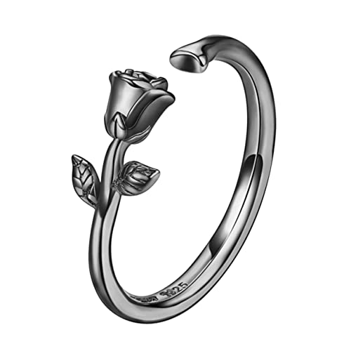 VERDANVERSE Sterling Silber Flower Ring für Damen Verstellbarer Offener Fingerring Eleganter Schmuck für Frauen als Geburtstagsgeschenk Persönliches Accessoire mit Femininer Note von VERDANVERSE