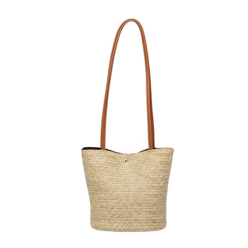 VERDANVERSE Strandtasche Damen Gewebte Eimerform Schultertasche Sommer Handtasche für Strand Party Shopping Alltag Praktische Leichte Umhängetasche mit Komfortabler Form und Robustem von VERDANVERSE