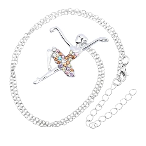 VERDANVERSE Strass Halskette Damen Bunte Anhänger Tanzendes Mädchen Design Statement Schmuck für Frauen Choker Kette für Anlässe von VERDANVERSE