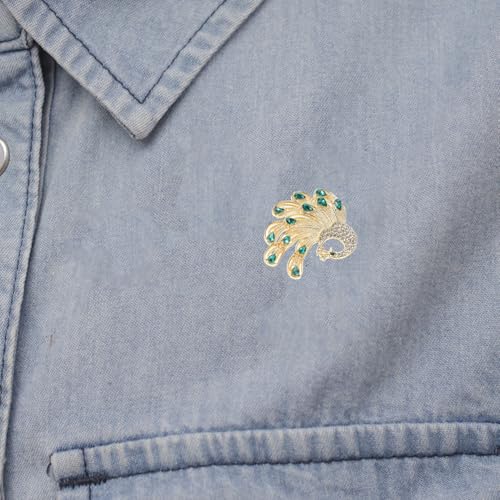 VERDANVERSE Strass Pfauen Brosche Damen Anstecknadel Elegantes Design Leicht Schmuck für Kleidung Hochzeit Accessoire Sicher Befestigt von VERDANVERSE