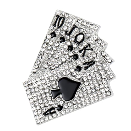 VERDANVERSE Strass Poker Spielkarte Brosche Anstecknadel aus Legierung mit Funkelnden Kristallen Modische Hip Hop Anstecker für Mantel Hut Schal Unisex Accessoire Robust und Elegant VERDANVERSE Strass Poker Spielkarte Brosche Anstecknadel aus Legierung mit Funkelnden Kristallen Modische Hip Hop Anstecker für Mantel Hut Schal Unisex Accessoire Robust und Elegant von VERDANVERSE