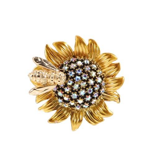 VERDANVERSE Strassbrosche Damen Blume Anstecknadel mit Funkelnden Kristallen Modische Sonnenblumen Brosche aus Langlebiger für Schals Kleider Mäntel Elegantes von VERDANVERSE