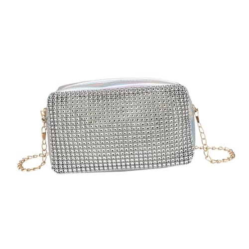 VERDANVERSE Stylische Damen Umhängetasche Silber mit Flash Drill Design Kompakte Crossbody Bag für Freizeit und Alltag Modische Schultertasche mit Feiner Verarbeitung für Kosmetik und Kleine von VERDANVERSE