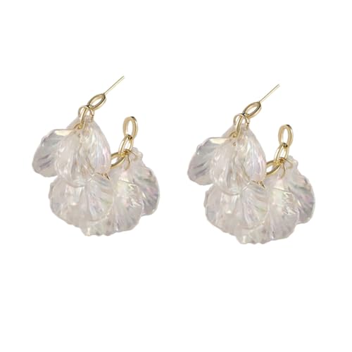 VERDANVERSE Stylische Ohrstecker Damen Acrylharz Muschel Blumen Design Leichte Alloy Eardrop Ohrringe für Party Alltag Reise Modischer Schmuck mit Einzigartigem Shell Flower von VERDANVERSE