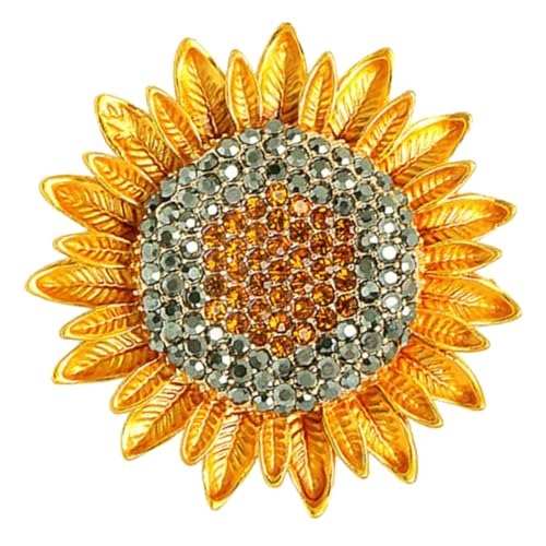 VERDANVERSE Sunflower Brosche mit Strasssteinen Modische Anstecknadel für Damen Eleganter Blüten Schmuck für Kleidung Mäntel Pullover Taschen Vielseitiges Accessoire für Besondere Anlässe von VERDANVERSE