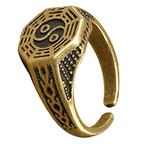 VERDANVERSE Taoismus Ring Verstellbar Offener Ring für Herren Chinesisches Kostüm Accessoire Design für Partys Hochzeiten und Alltagsmode von VERDANVERSE