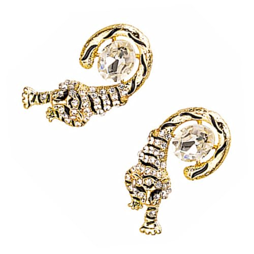 VERDANVERSE Tiger Ohrstecker Damen mit Funkelnden Strasssteinen Modische Ohrschmuck Accessoires Langlebiges Legierungsmaterial Vielseitig Kombinierbar für Alltag Party und von VERDANVERSE