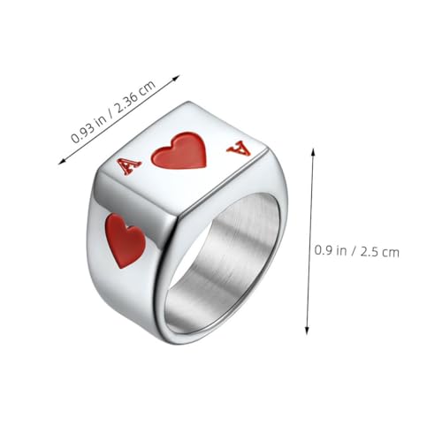 VERDANVERSE Titanium Herrenring Poker Stil Roter Design Modischer Hautfreundlicher Schmuck Leichtes Langlebiges Accessoire Für Club Party Und Alltag von VERDANVERSE