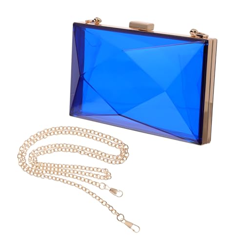 VERDANVERSE Transparente Blaue Modische Abendtasche mit Abnehmbarer Kette Mittelgroße Clutch Handtasche für Damen Umhängetasche für Hochzeit Party Bankett und Festliche Anlässe von VERDANVERSE