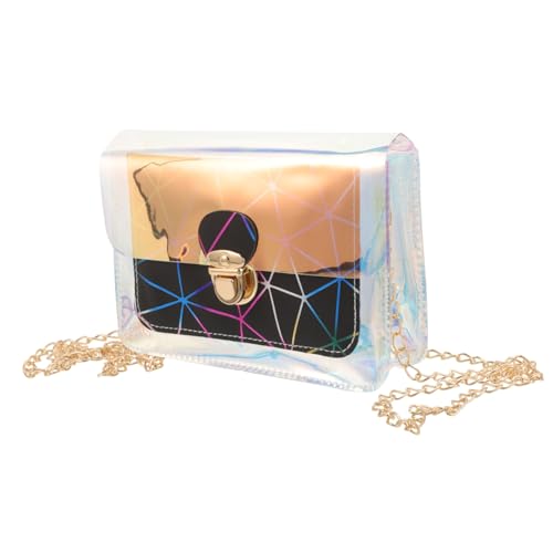 VERDANVERSE Transparente Crossbody Bag Damen Geometrisches Muster Leichte PU Umhängetasche Modisch Kompakt Schultertasche für Alltag Shopping von VERDANVERSE