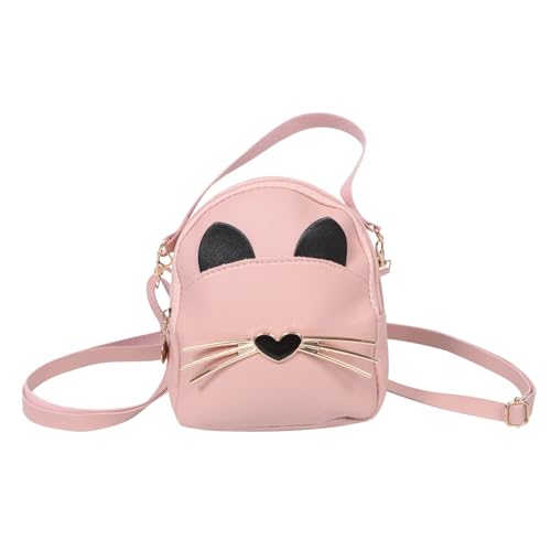 VERDANVERSE Umhängetasche PU Kleine Mädchen Handtasche Niedliche Katzenform Leicht Wasserabweisend Verstellbarer Schulterriemen Alltags Tasche Für Snacks Geld von VERDANVERSE