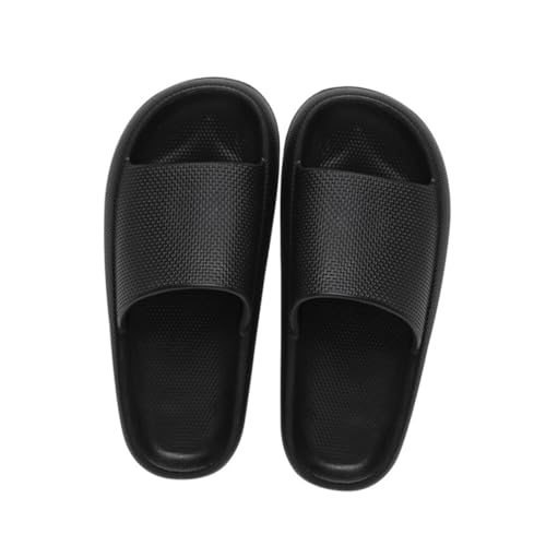 VERDANVERSE Unisex Hausschuhe Sommer Slipper Rutschfeste Atmungsaktive Indoor pantoletten mit Offener Zehenpartie Dicke Sohle Geeignet für Zuhause und Hotel Komfortabel und Modisch Schwarz von VERDANVERSE