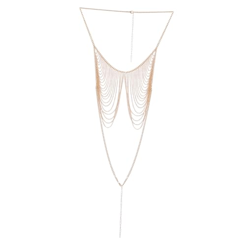 VERDANVERSE Vergoldete Damen Körperkette mit Fransen Modisches Glänzendes Legierungs Accessoire für Party Strand und Alltag Stilvolle Schmuckkette für Frauen und Mädchen von VERDANVERSE