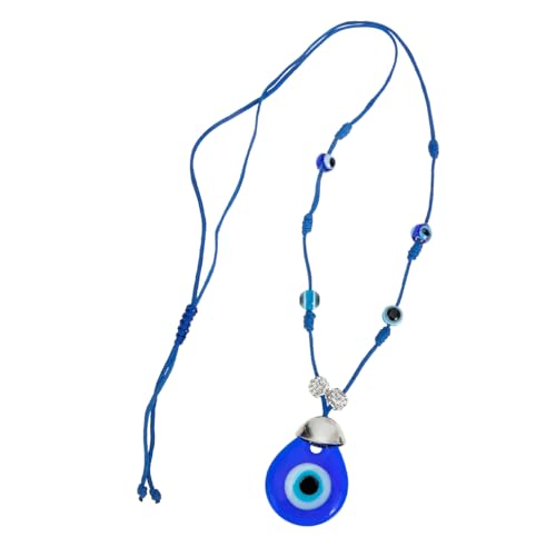 VERDANVERSE Verstellbare Herren Klavikula Kette mit Blauem Glasanhänger Modisches Unisex Halsband Einzigartiges Evil Eye Design Hautfreundliches Material für Party und Alltag von VERDANVERSE
