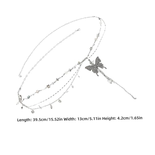 VERDANVERSE Verstellbare Leichte Layered Rhinestone Waist Chain mit Schmetterlingsanhänger und Quasten Mehrlagige Komfortable Taillenkette für Damen Passend zu Jeans Kleidern Party von VERDANVERSE
