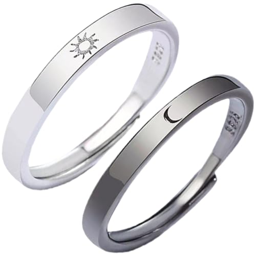 VERDANVERSE Verstellbare Sun And Moon Ringe für Schwarzer und Weißer Alloy Schmuck Passende Verlobungs und Versprechenringe und Ihn Leicht Kratzfest Langlebig Geschenkidee von VERDANVERSE