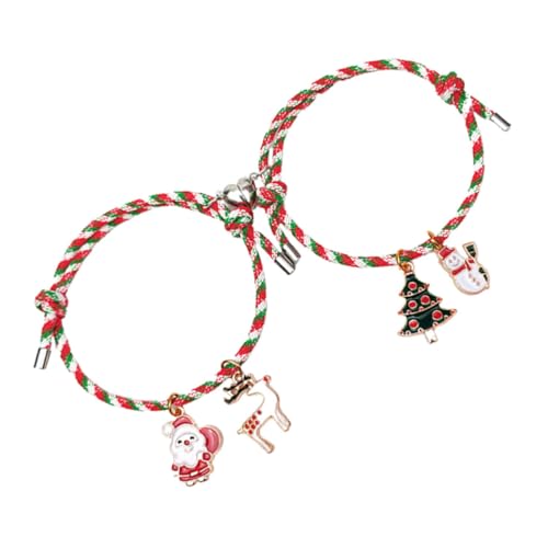 VERDANVERSE Verstellbare Weihnachts-partnerarmbänder mit Magnetischem Herz Geflochtene Liebesarmbänder für Freunde Festliche Charm-armbänder für Damen und Herren Geschenkidee zum Fest von VERDANVERSE