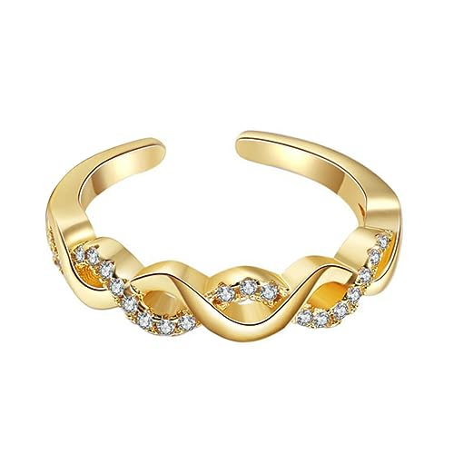 VERDANVERSE Offener Ring Für Frauen Mit Strasssteinen Ästhetisches Flecht-design Verstellbarer Damenring Für Partys Geburtstage Und Alltagsshopping von VERDANVERSE