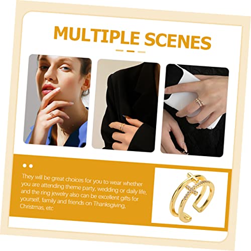 VERDANVERSE Verstellbarer Damenring mit Funkelnden Zirkonia Offener Kreuz Ring aus Kupfer Modischer Schmuck für Alltag Hochzeit zu Geburtstag und Feiertagen von VERDANVERSE