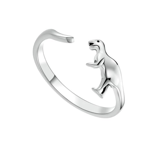 VERDANVERSE Verstellbarer Dinosaurier Ring aus Sterling Silber Damen Offener Fingerring Modeschmuck Charmanter Schmuck für Alltag und Besondere Anlässe von VERDANVERSE