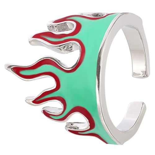 VERDANVERSE Verstellbarer Metallring Feuerflamme Design Dekorativer Unisex Fingerring Leicht und Langlebig Modisches Accessoire für Männer und Frauen Individuell Anpassbar Trendiger Hip Hop von VERDANVERSE