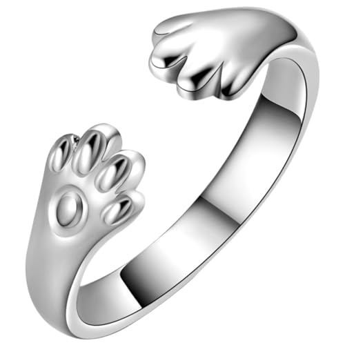 VERDANVERSE Verstellbarer Offener Damenring Katzenpfote Design Kreativer Fingerring Schmuck für Frauen und Teenager Anpassbarer Retro Ring mit Einzigartiger und Langlebigem Material von VERDANVERSE