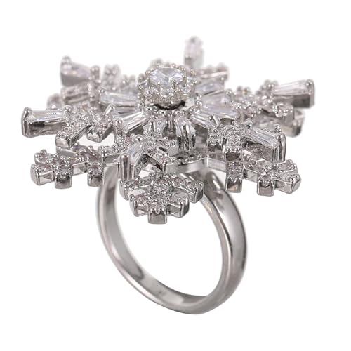 VERDANVERSE Verstellbarer Offener Damenring mit Drehbarer Doppelschneeflocke aus Hochwertigem Material Langlebig und Elegant für Partys Festivals und Tägliches Tragen von VERDANVERSE