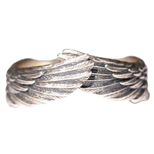 VERDANVERSE Verstellbarer Offener Unisex Ring mit Engelsflügel Design Modischer Statement Schmuck für Damen und Herren Komfortabel Passend für Alltag Party und von VERDANVERSE
