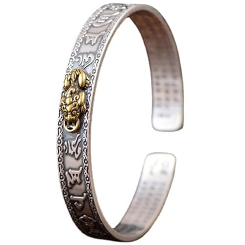 VERDANVERSE Verstellbares Herren Armband Buddhistischem Herz Design Offener Manschette Kreatives Armband für Männer Einzigartiger Stil Sanfte Oberfläche Hautfreundlich von VERDANVERSE