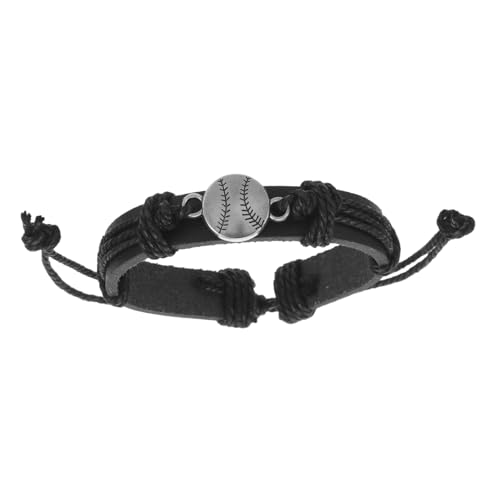 VERDANVERSE Verstellbares Sportarmband aus Schwarzem mit Baseball Perlen Handgefertigt Modisches Unisex Sportaccessoire für Party Alltag und von VERDANVERSE